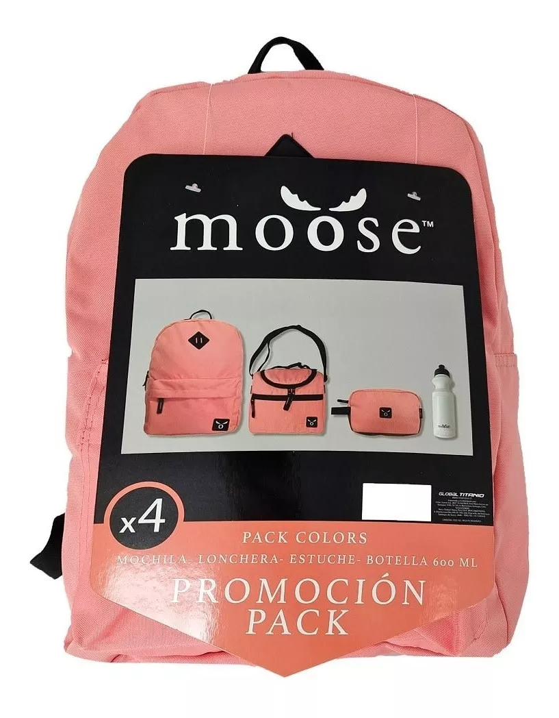 Set Mochila Escolar 4 piezas Pink Moose